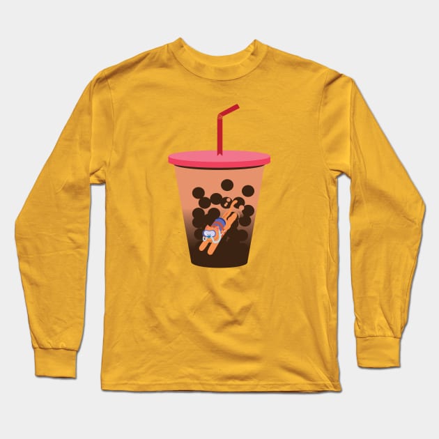 Diving for Milk Tea Pearls (Original Flavor) Long Sleeve T-Shirt by monsterpancakes